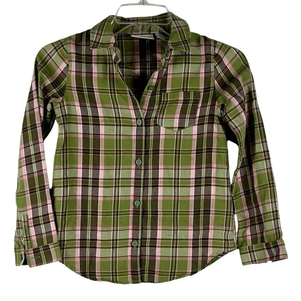 The Children’s Place Girls Plaid Button Up Shirt 7/8 Medium